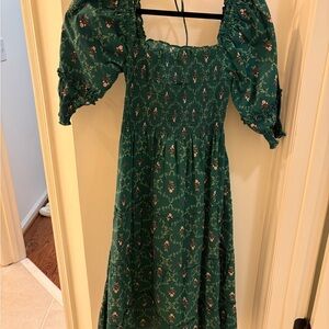 Hill House Teal Floral Midi Dress